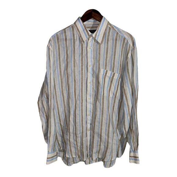 Canali Pure Linen Made in Italy Button Up Shirt L - Picture 1 of 9